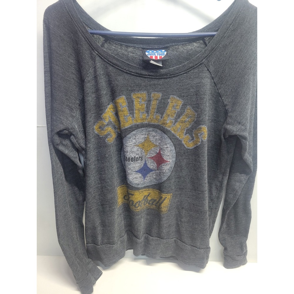 Junk Food Pittsburgh Steelers Womens Scoop‎ Neck Charcoal Gray Large